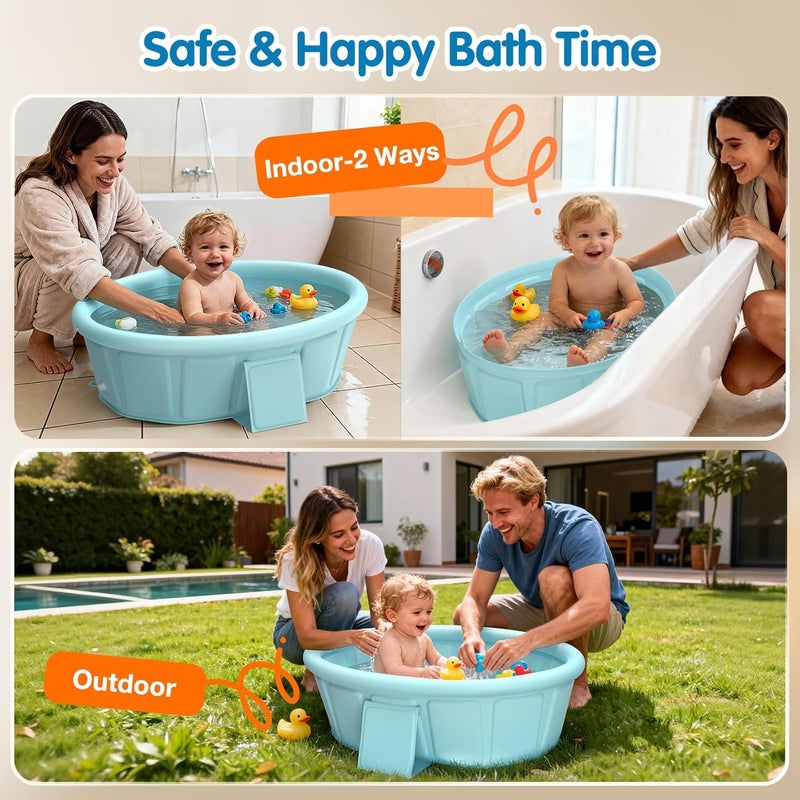 Baby Bathtub with Inflatable Top Edge - Collapsible & Portable Infant Bath Tub for 12M-6Y - Image 5