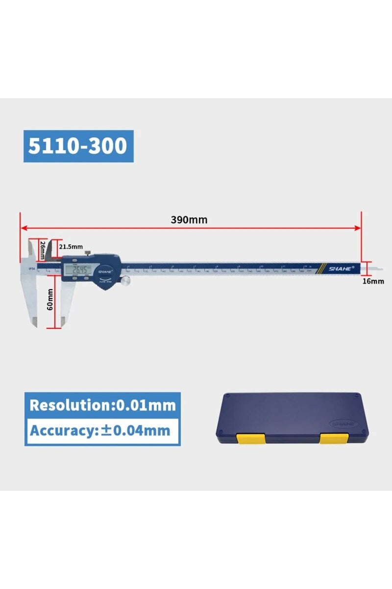 erorex 5110-300 SHAHE Hardened Stainless Steel Digital Caliper Electronic Vernier Caliper Micrometer Measur