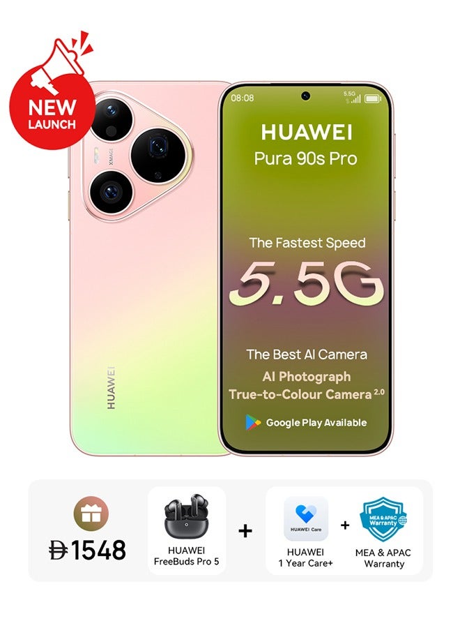 HUAWEI Pura 90s Pro 5.5G AI Dual SIM Guava Soda 12GB RAM 256GB with Google Playstore + Free Gift - Middle East Version - Image 1