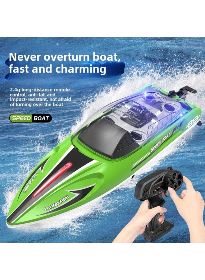 Hongxunjie HJ813 قارب سريع للتحكم عن بعد 2.4G لعبة مائية قارب سرعة الضوء 25 كجم عالي السرعة للتحكم عن بعد - اللون: HJ813 قارب أخضر (النسخة الصينية) - Image 2