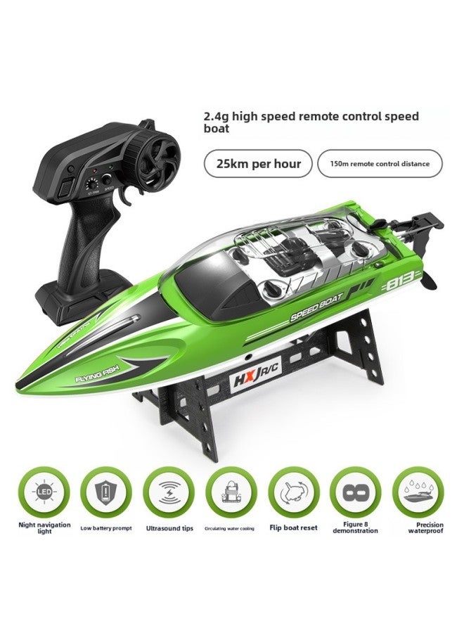 Hongxunjie HJ813 قارب سريع للتحكم عن بعد 2.4G لعبة مائية قارب سرعة الضوء 25 كجم عالي السرعة للتحكم عن بعد - اللون: HJ813 قارب أخضر (النسخة الصينية) - Image 1
