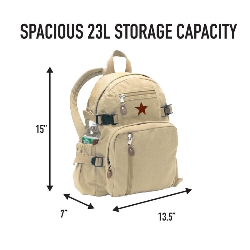 Rothco Khaki Vintage Star Back Pack with Red Star 9162 - Image 5