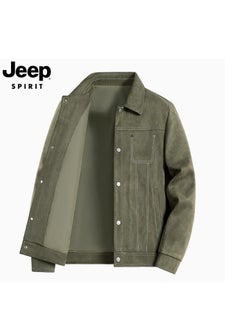 Jeep Men's Suede Loose Jacket With Collar And Oversized Casual Jacket  - Image 1