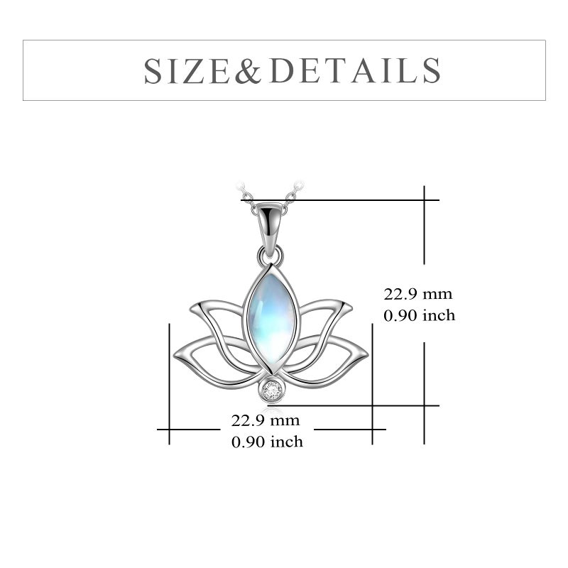 YFN Lotus Flower Necklace Sterling Silver Moonstone Lotus Pendant Lotus Jewelry Gifts for Women - Image 4