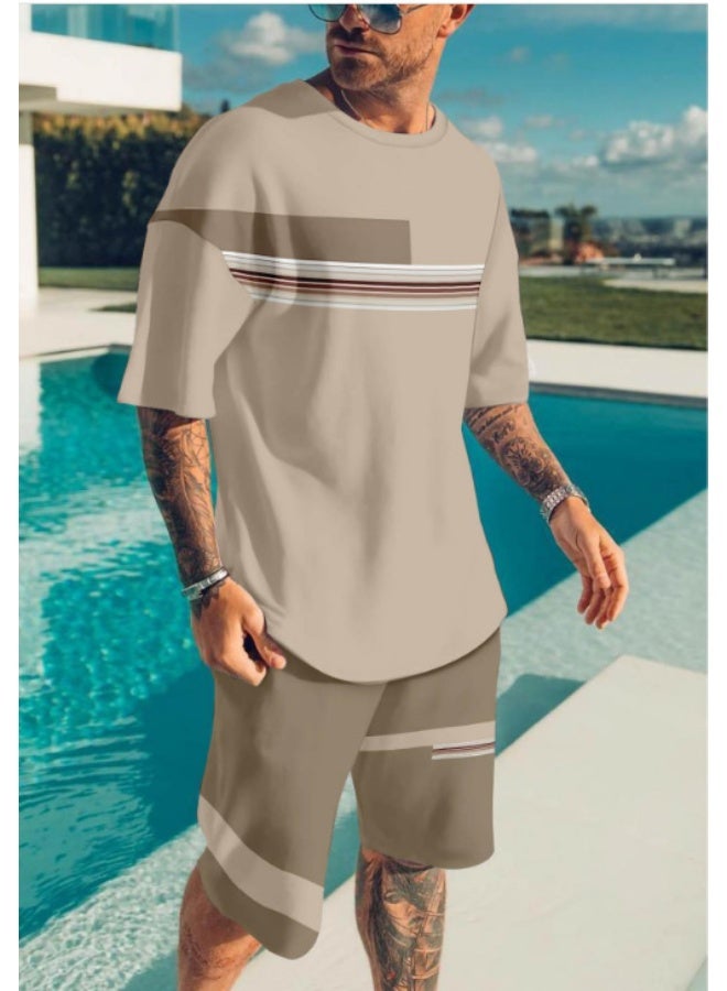 KUYING New Fashion 3d Printed Casual Hip Hop Sports Loose Round Neck Set