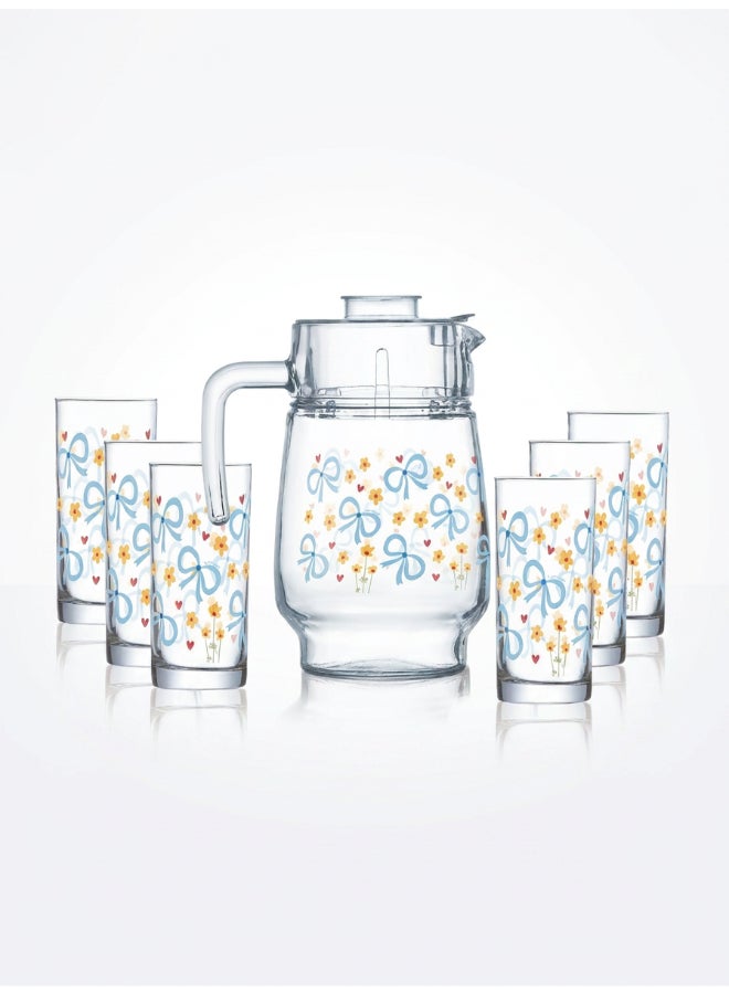 Luminarc Floreme Amsterdam 7 Piece Drink Set includes 1.8L Jug, 6 x 270ml Tivoli Glass Tumblers, Made of Annealed High Quality & Durable Glass - Image 1