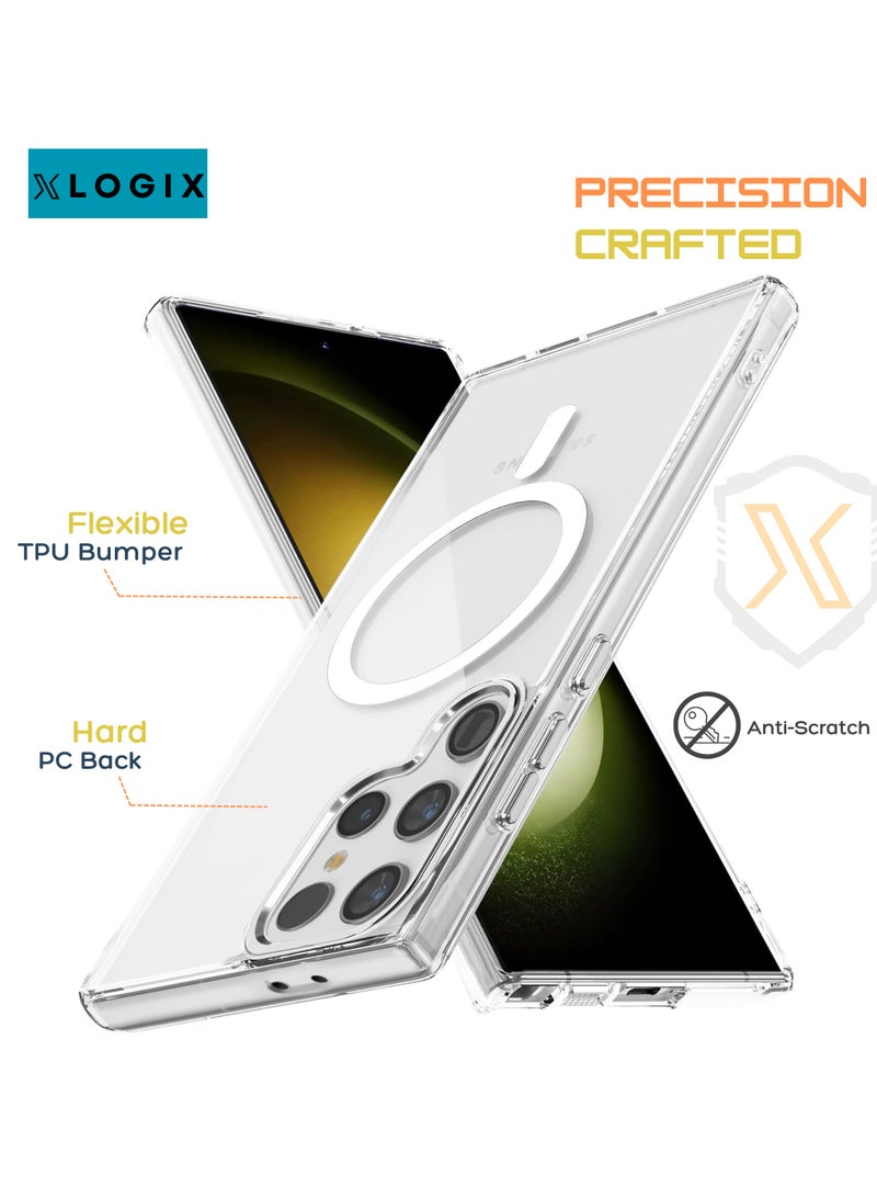 XLogiX for Samsung Galaxy S24 Ultra Clear Case with MagSafe – Ultra Slim, Shockproof, Crystal Clear Protection, Strong Magnetic Case Compatible with MagSafe (Clear) - Image 3