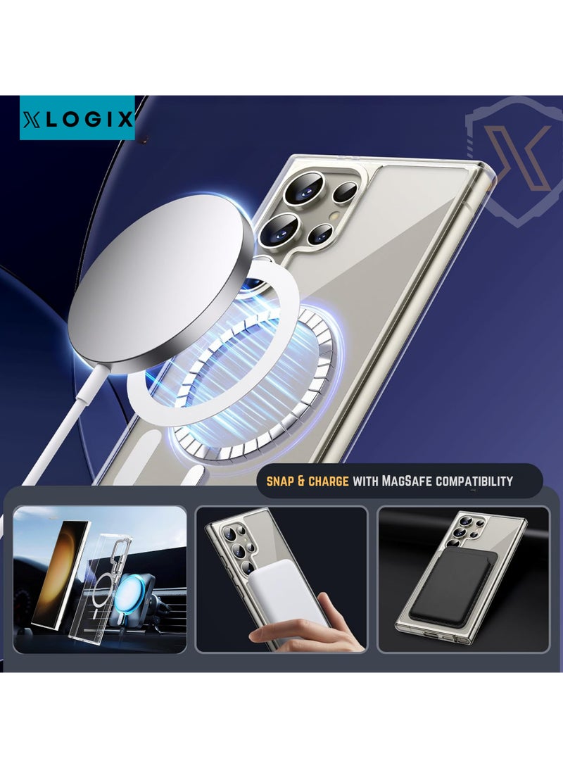 XLogiX for Samsung Galaxy S24 Ultra Clear Case with MagSafe – Ultra Slim, Shockproof, Crystal Clear Protection, Strong Magnetic Case Compatible with MagSafe (Clear) - Image 4