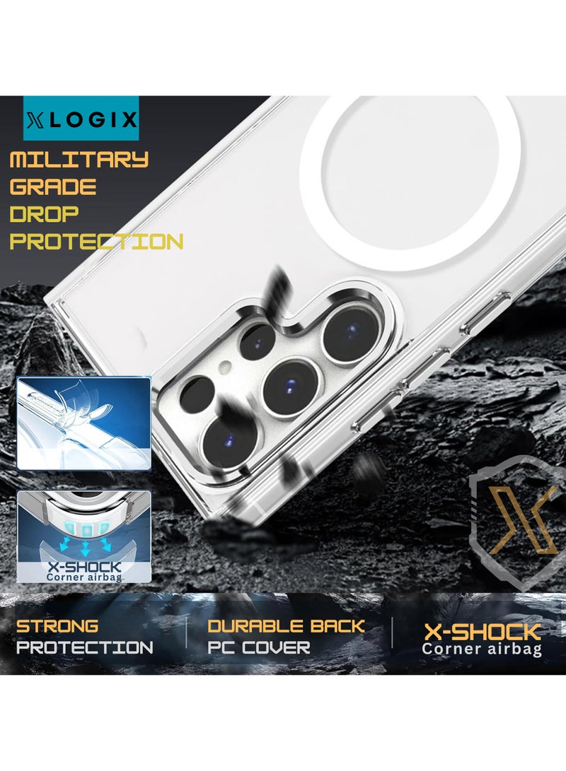 XLogiX for Samsung Galaxy S24 Ultra Clear Case with MagSafe – Ultra Slim, Shockproof, Crystal Clear Protection, Strong Magnetic Case Compatible with MagSafe (Clear) - Image 2