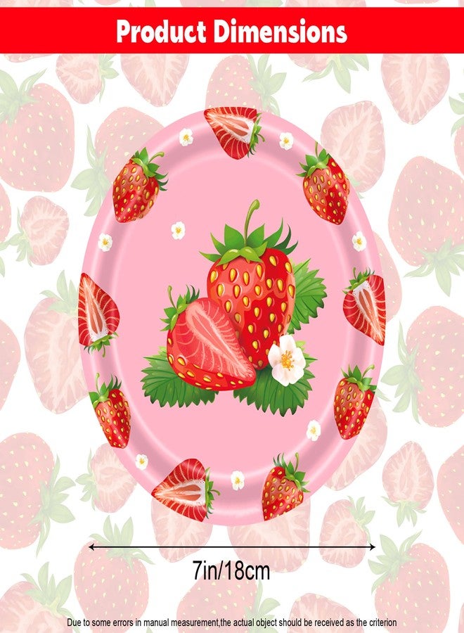 Ysqool 20 Pcs Strawberry Paper Plates, 7 Inch Disposable Party Plates, Cute Strawberry Themed Dessert Plates for Berry Sweet Baby Shower Strawberry Party Birthday Decorations Supplies - Image 2