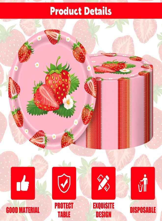 Ysqool 20 Pcs Strawberry Paper Plates, 7 Inch Disposable Party Plates, Cute Strawberry Themed Dessert Plates for Berry Sweet Baby Shower Strawberry Party Birthday Decorations Supplies - Image 3