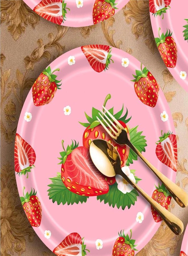 Ysqool 20 Pcs Strawberry Paper Plates, 7 Inch Disposable Party Plates, Cute Strawberry Themed Dessert Plates for Berry Sweet Baby Shower Strawberry Party Birthday Decorations Supplies - Image 4
