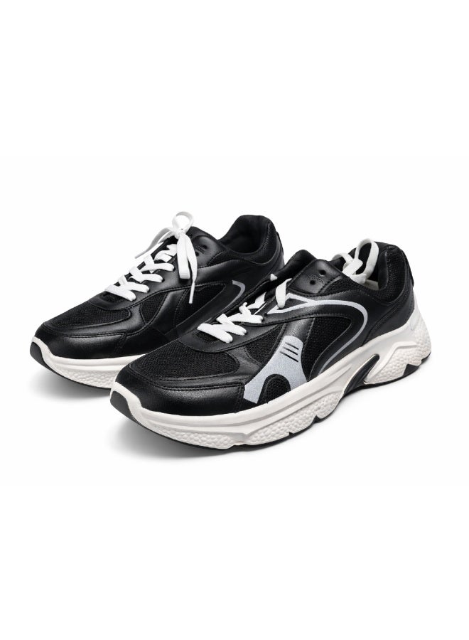 Black Women’s Sport Sneakers – Thick Sole Comfortable Walking & Daily Wear Shoes - Image 1