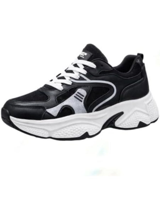 Black Women’s Sport Sneakers – Thick Sole Comfortable Walking & Daily Wear Shoes - Image 4