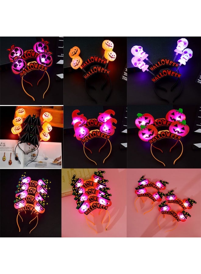 Halloween Pumpkin Ghost Head Buckle Hair Hoop Stage Performance Supplies Ghost Festival Party Headwear Glow Children Headband Hot Sale-Color:Glow Letter Ghost Hair Hoop  - Image 2