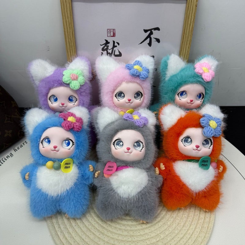 Cartoon Cat Girl Plush Keychain Bag Charm Pendant - Image 3