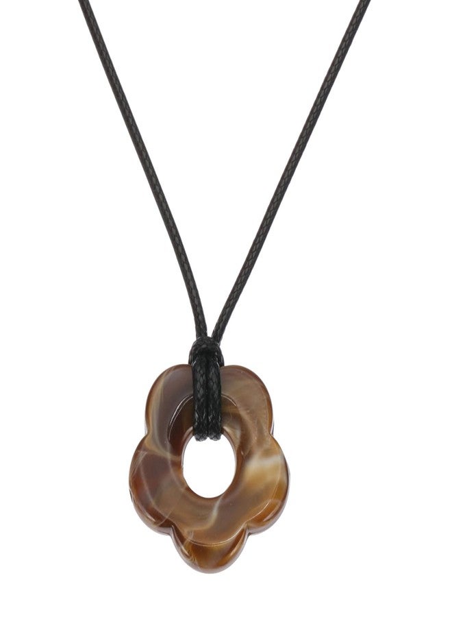 PATIKIL Flower Charms, Acrylic Flower Pendant Necklace Adjustable Chokers String Cord Fashion Accessories for Women Jewelry Decoration, Brown - Image 1