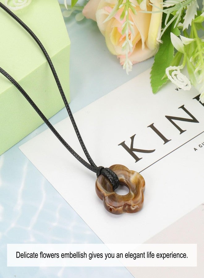 PATIKIL Flower Charms, Acrylic Flower Pendant Necklace Adjustable Chokers String Cord Fashion Accessories for Women Jewelry Decoration, Brown - Image 3