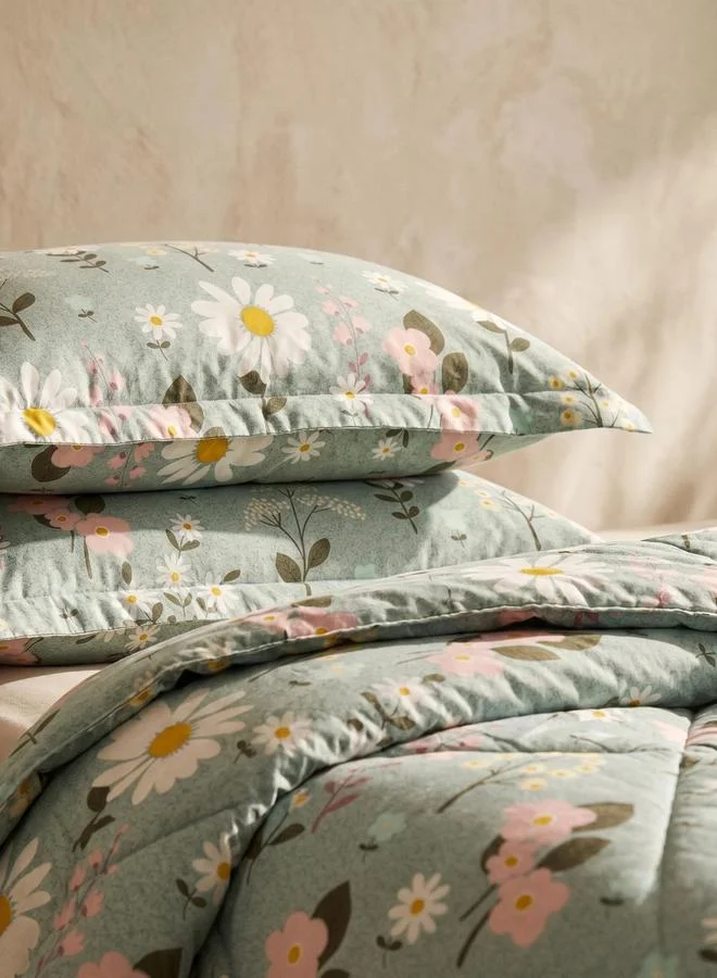 Styli 4-Piece Printed Comforter Set with Bedsheet and Pillow Covers, Green