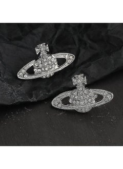 Generic Silver 4Pcs Crystal Saturn Heart Orb Set Necklace Bracelet Earrings Pendant Chains Gift  - Image 3