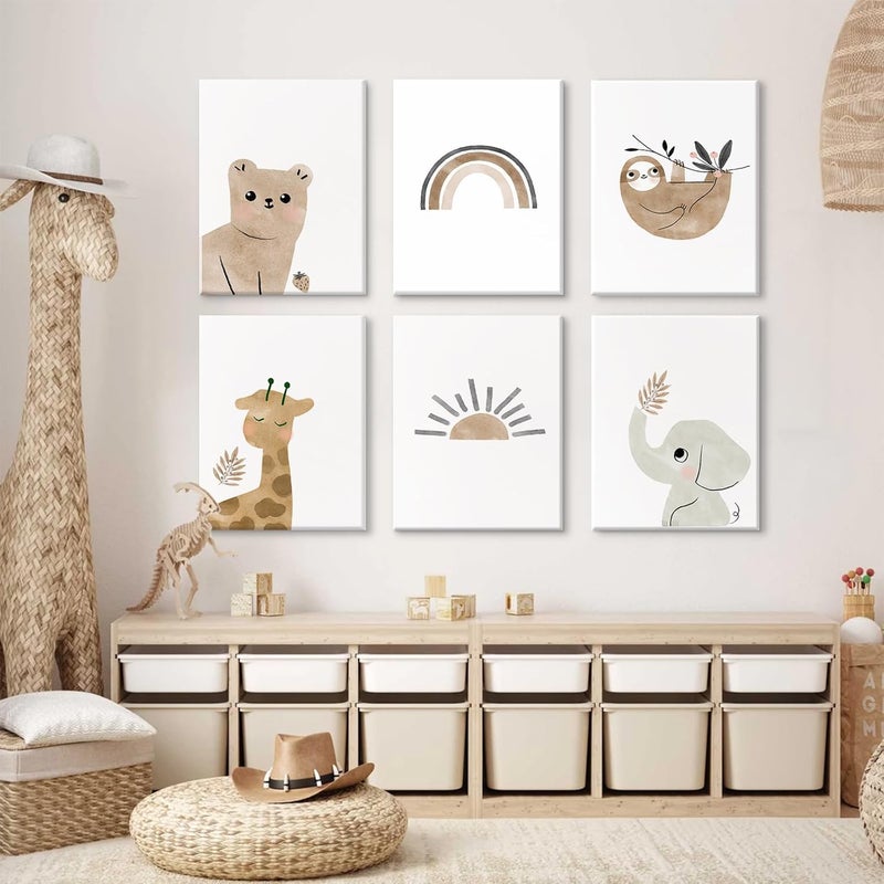 Baccone Nursery Wall Art Print Boho Nursery Wall Art Baby Nursery Canvas Wall Art Nursery Animal Rainbow Print Boho Rainbow Nursery Decor Neutral Baby Girl Boy Room Wall Decor 8x10x6 Inch Ready to Hang - Image 5
