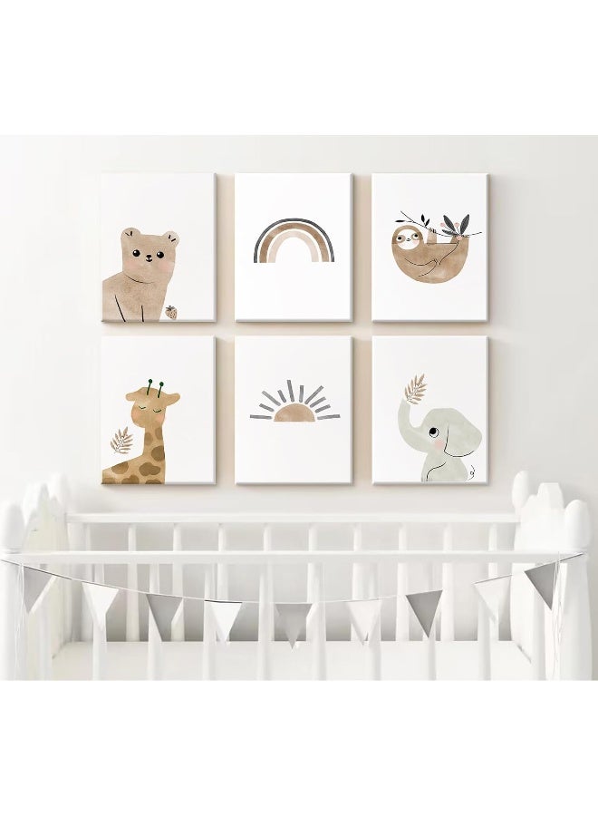 Baccone Nursery Wall Art Print Boho Nursery Wall Art Baby Nursery Canvas Wall Art Nursery Animal Rainbow Print Boho Rainbow Nursery Decor Neutral Baby Girl Boy Room Wall Decor 8x10x6 Inch Ready to Hang - Image 3