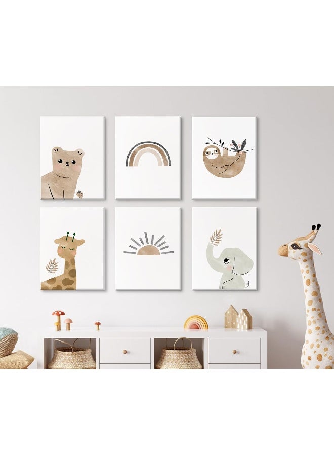 Baccone Nursery Wall Art Print Boho Nursery Wall Art Baby Nursery Canvas Wall Art Nursery Animal Rainbow Print Boho Rainbow Nursery Decor Neutral Baby Girl Boy Room Wall Decor 8x10x6 Inch Ready to Hang - Image 4
