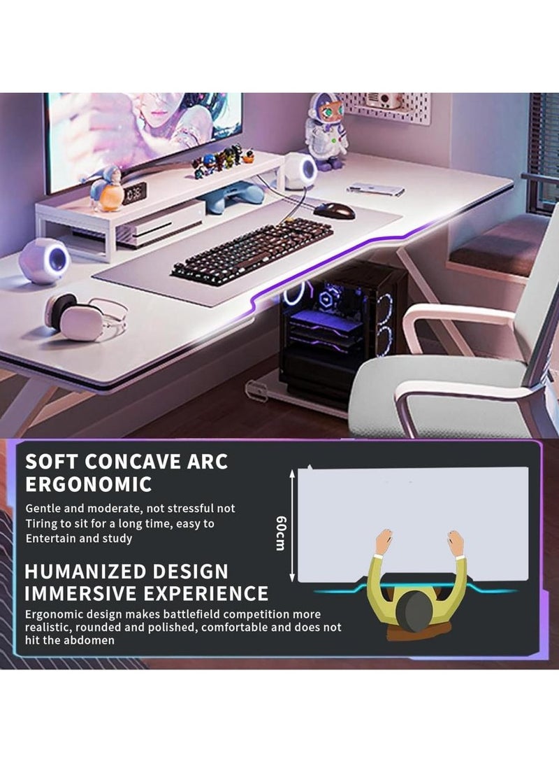 Alissa Ergonomic White Gaming Desk 140x60 – Spacious K-Shaped Computer Table for PC, Home Office & Workstation – Durable, Space-Saving & Easy to Assemble - Image 2