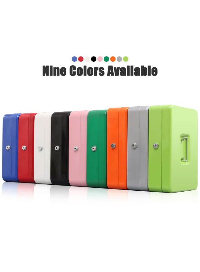 KYODOLED Locking Cash Box with Lock,Money Box with Cash Tray,Lock Safe Box with Key Money Saver,Money Saving Organizer,11.81Lx 9.45Wx 3.54H Inches,Limegreen XL Large - Image 5