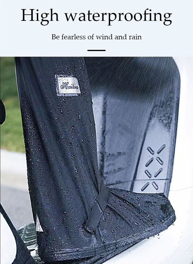 DUNISO Waterproof shoe cover, PVC anti slip rain boots, high top rainproof shoe cover，with straps and reflective strips, anti fouling and wear resistant, black (XL, sizes 43 to 45) - Image 3