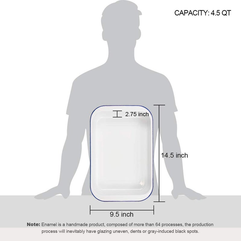 Webake Enamelware 9x13 Baking Pan with Lid Oblong Cake Pan Enameled Steel Roasting Pan Baking Dish Lasagna Pan Food Containers - Image 5
