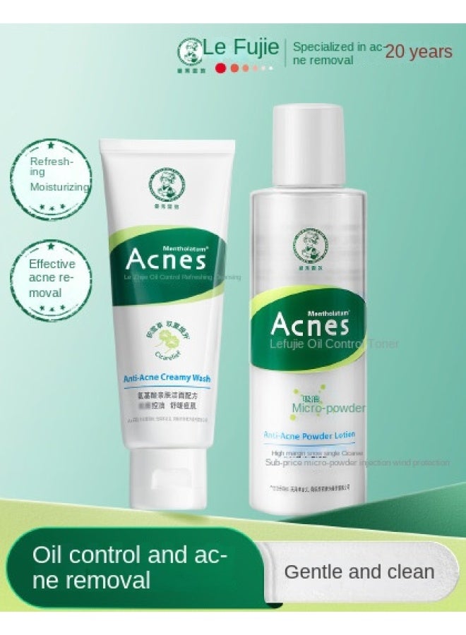 mentholatum Lefujie Acne & Oil Control Cleanser & Toner Set - Teen Skincare For Clear, Hydrated Skin During Puberty - Image 1