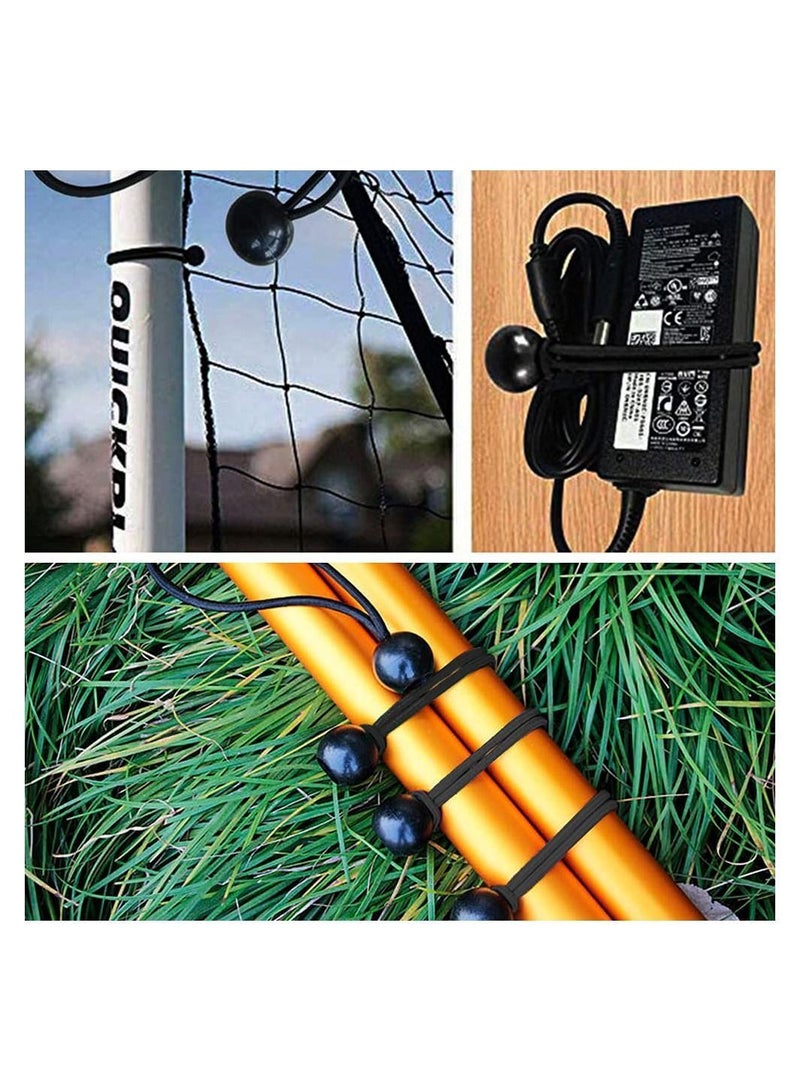 Y&D 10 Sets of Bungee Balls and Tarp Clips Black 6 Inches Ball Cord Heavy Duty Lock Grip Clamps Shark Fasteners Holder for Camping Tents Cargo Pool Awning Car Cover Holding Wire Hoses - Image 3