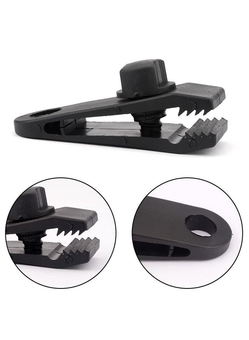 Y&D 10 Sets of Bungee Balls and Tarp Clips Black 6 Inches Ball Cord Heavy Duty Lock Grip Clamps Shark Fasteners Holder for Camping Tents Cargo Pool Awning Car Cover Holding Wire Hoses - Image 5