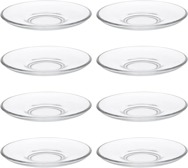GALPADA 8pcs Glass Tea Saucers Small round Coffee Mug Plates Sturdy Glass Dessert Snack Coasters for Home Kitchen Tableware - Image 1