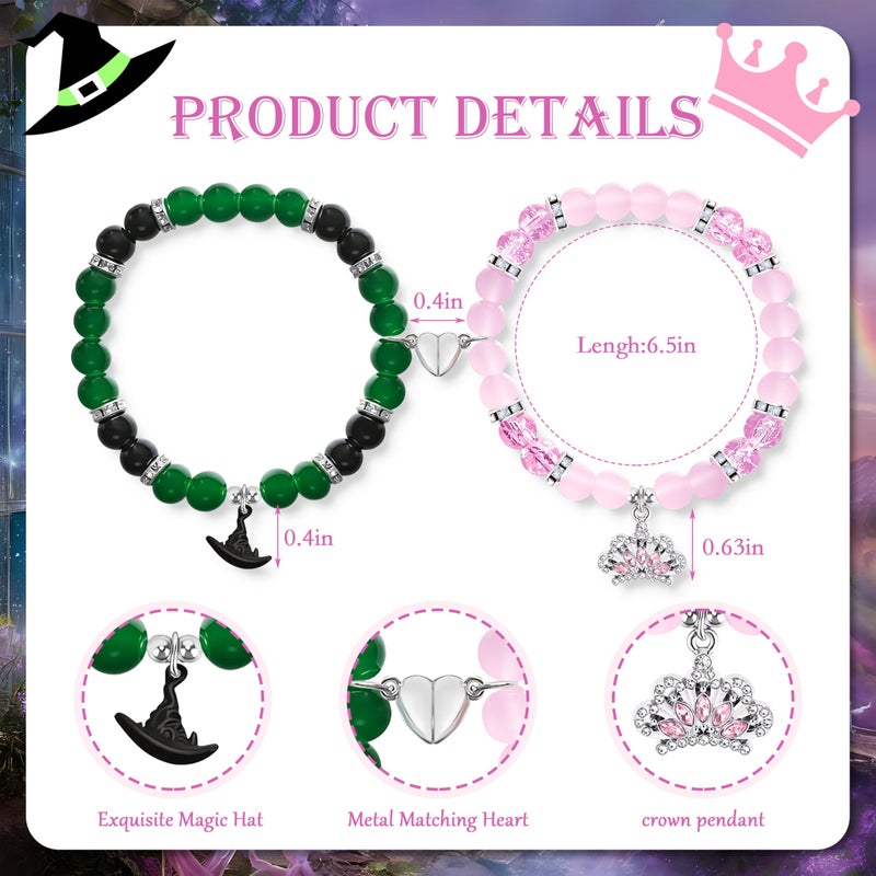 lakayfimily Friendship Bracelet for Women Witch Hat&Crown Heart Matching Bracelet Witch Gifts Fans Party Dress Costume Accessories - Image 2