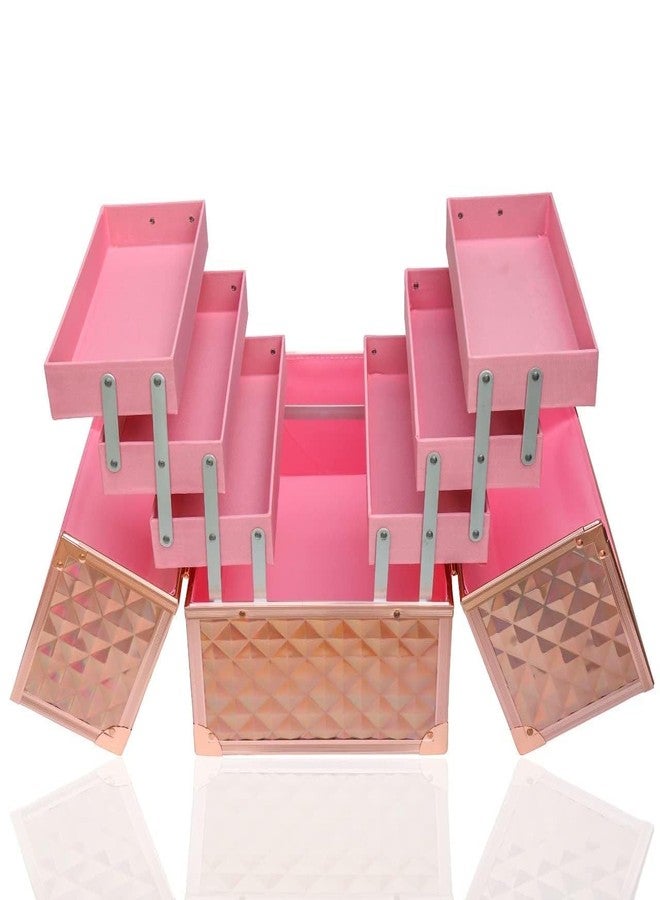 Adson Professional Beauty Makeup Cosmetic Vanity Case/Box (Rose Gold 1) - Image 5