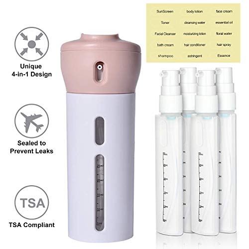 CHIVENIDO 4 in 1 Travel Dispenser, CHIVENIDO Lotion Shampoo Gel Travel Dispenser Bottle Sets Shower Bottles Refillable Travel Bottles for Makeup Travel Supplies - Image 3