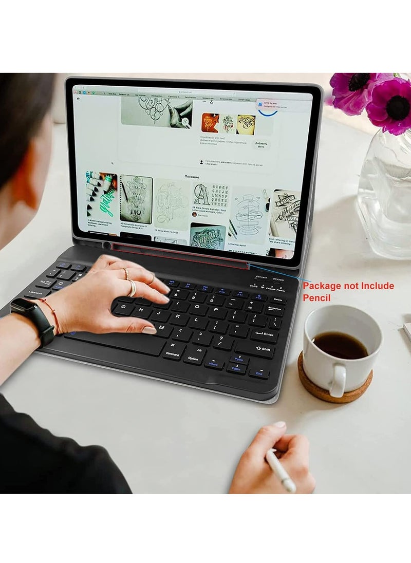 ELTRAZONE Keyboard Case for Samsung Galaxy Tab S6 Lite 10.4'' (SM-P610/P615/P613/P619, 2020/2022) | Business Leather Folio Cover with Detachable Magnetic Bluetooth Keyboard & S-Pen Holder (Black)  - Image 4
