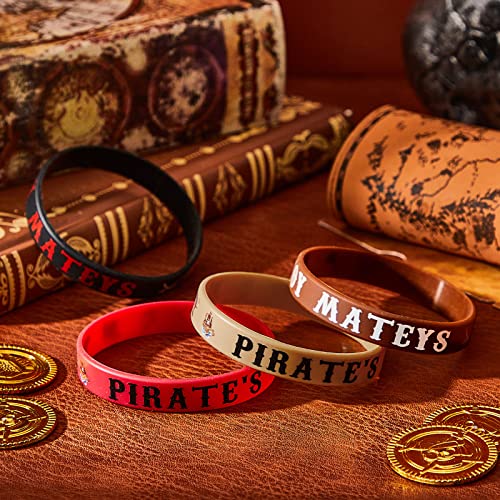 Leitee 48 Pcs Pirate Rubber Bracelets Pirate Party Theme Wristbands Silicone Wristbands Party Supplies Favors Accessories for Men Women Birthday Prizes 4 Styles - Image 5