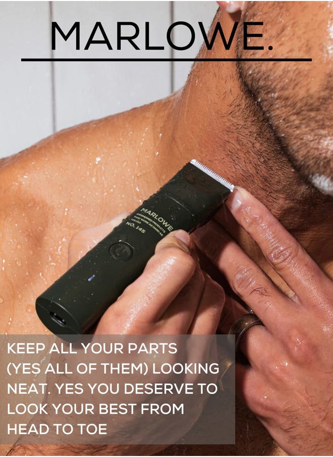 MARLOWE. M BLEND No. 145 Body Hair Trimmer for Men, Forest Black, Lightweight Waterproof Personal Groomer, Ceramic Blades, Adjustable Comb Lengths & Rechargeable Battery for Head to Toe Male Grooming  - Image 5