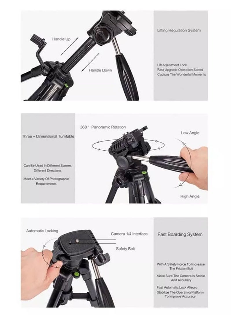 LEDIN Lightweight Aluminium Tripod Stand Professional Aluminium Tripod for DSLR Camera Video & Photo Tripod stand 360-degree rotation with up-down technology (KP-2234)  - Image 4
