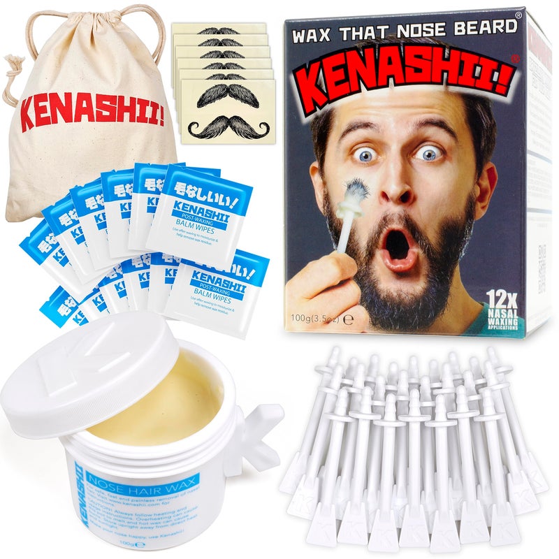 KENASHII Nose Wax Kit | 100 g Wax, 24 Applicators | Hair Removal Kit for Men and Women | Includes Balm Wipes and Mustache Guards | Lasts up to 5 Weeks - Image 2