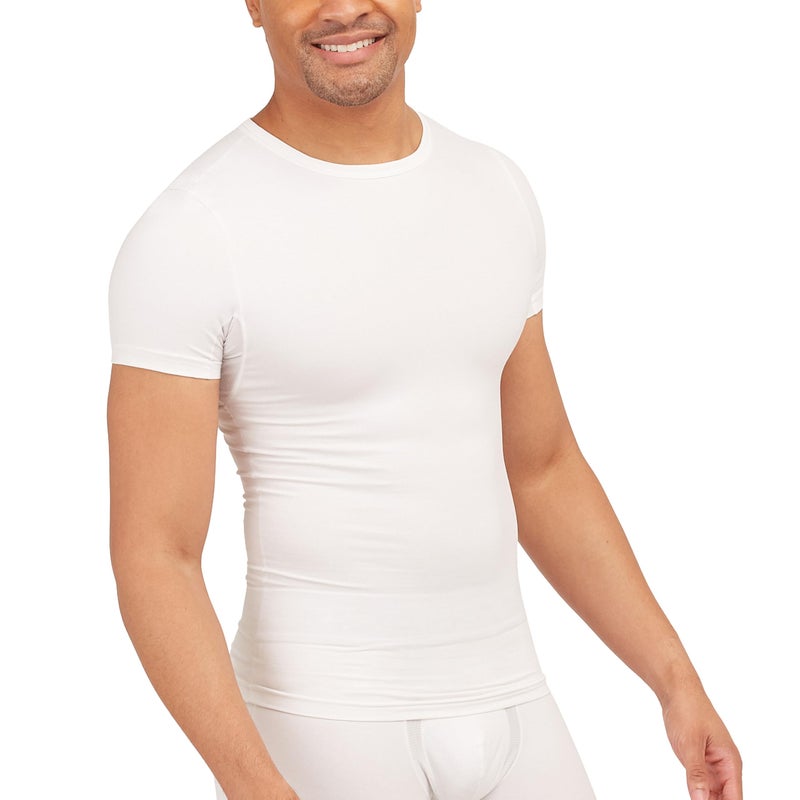 SPANX تي شيرت سكولبت من قطن سبانكس للرجال - أبيض ساطع - كبير - Image 1
