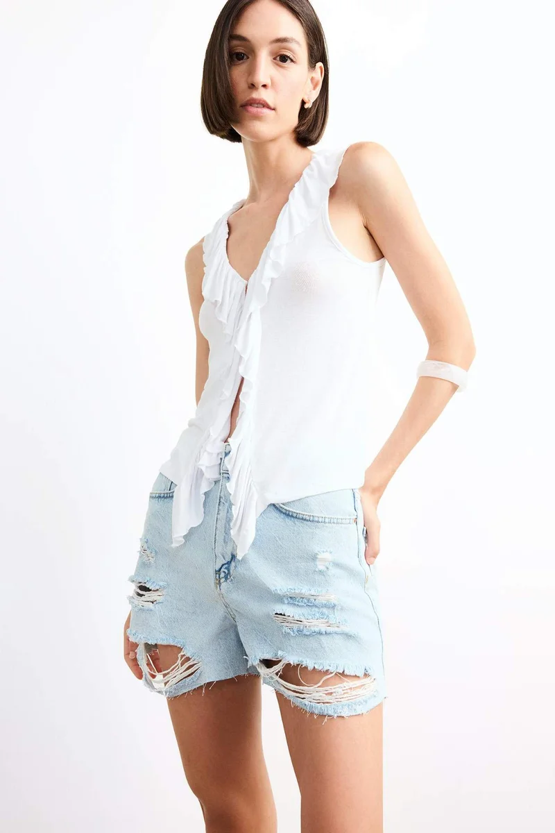 ديفاكتو Viscose V-Neck Tank Top