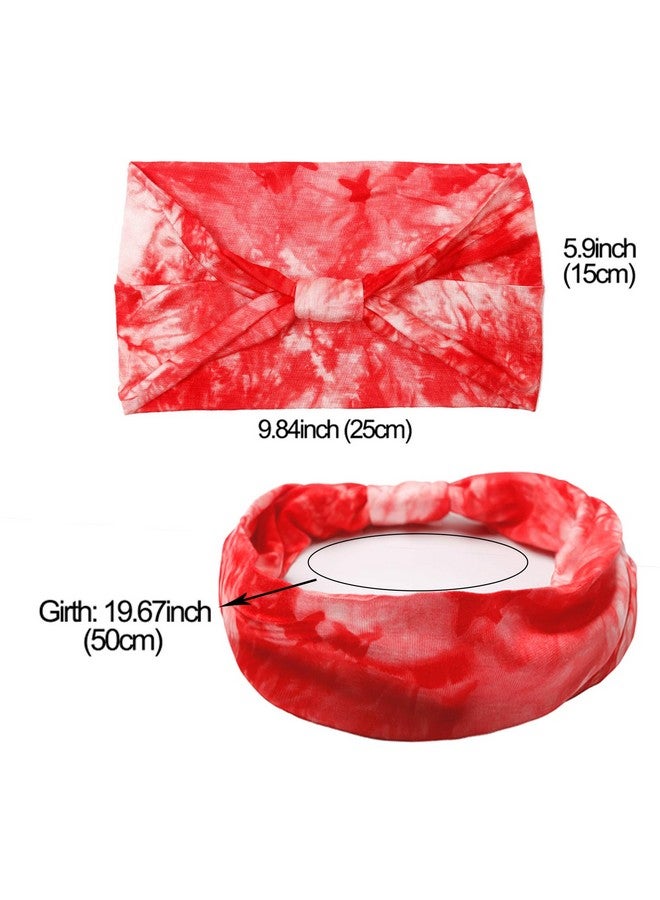Tobeffect Headbands For Women African Wide Tie Dye Knotted Hairbands Workout Yoga Sport Head Wraps Hair Accessories 6 Packs - Image 2