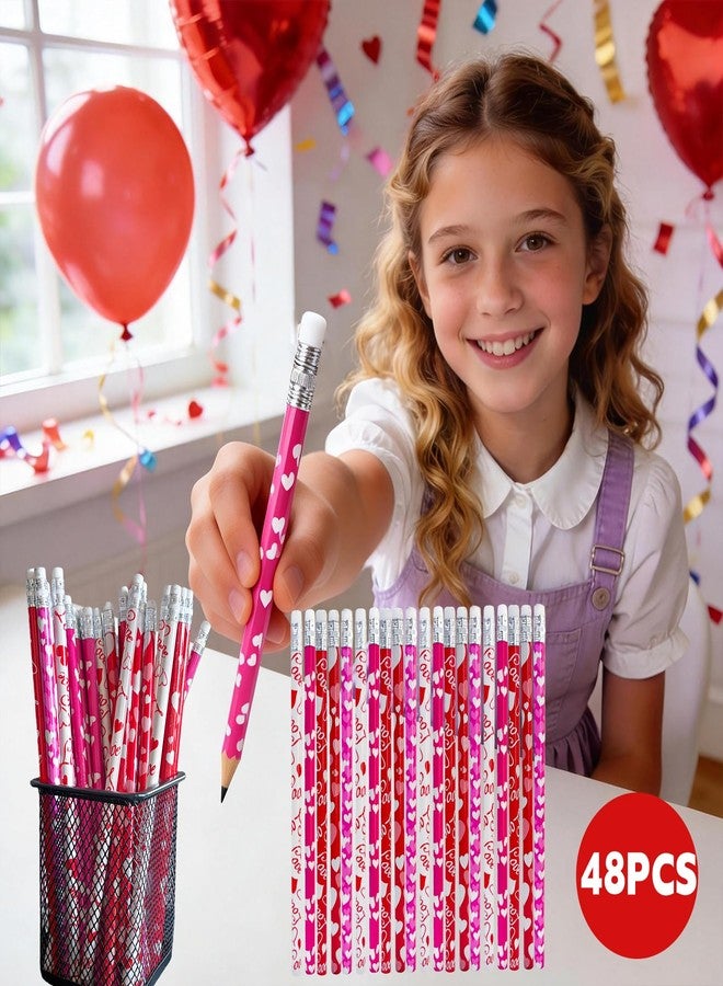 JXITON 48pcs Valentine's Day Pencils Heart Wooden Pencils with Erasers for Valentine Gift Party Supply - Image 4