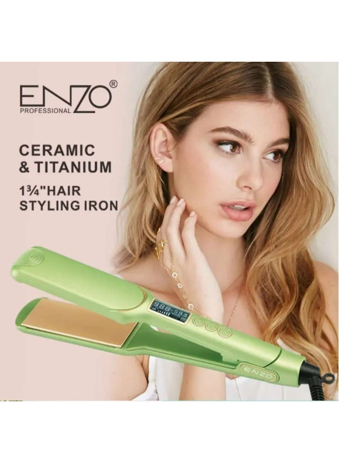 ENZO Professional مكواة شعر إنزو الاحترافية EN‑3128 – 110‑240 فولت مع لوحات سيراميك لتصفيف ناعم وخالي من التجاعيد – النسخة الدولية - Image 1