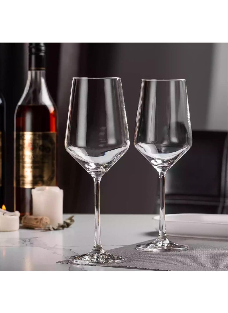 smart serve Crystal Stemmed Wine Glass Lead Free 450 ml Set of 6 Ideal for White or Red Wine Glass with Flat Bottom Crystal Wine GlassIdeal for FullBodied Wine Gifts for Wedding Housewarming Anniversary  - Image 1
