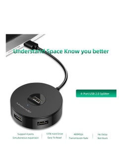 SYOSI USB 2.0 hub, Portable 4-Port Adapter, Suitable for Printers, USB Splitter with a USB C to USB Adapter, Use with Card Readers, U disks (Black)  - Image 4